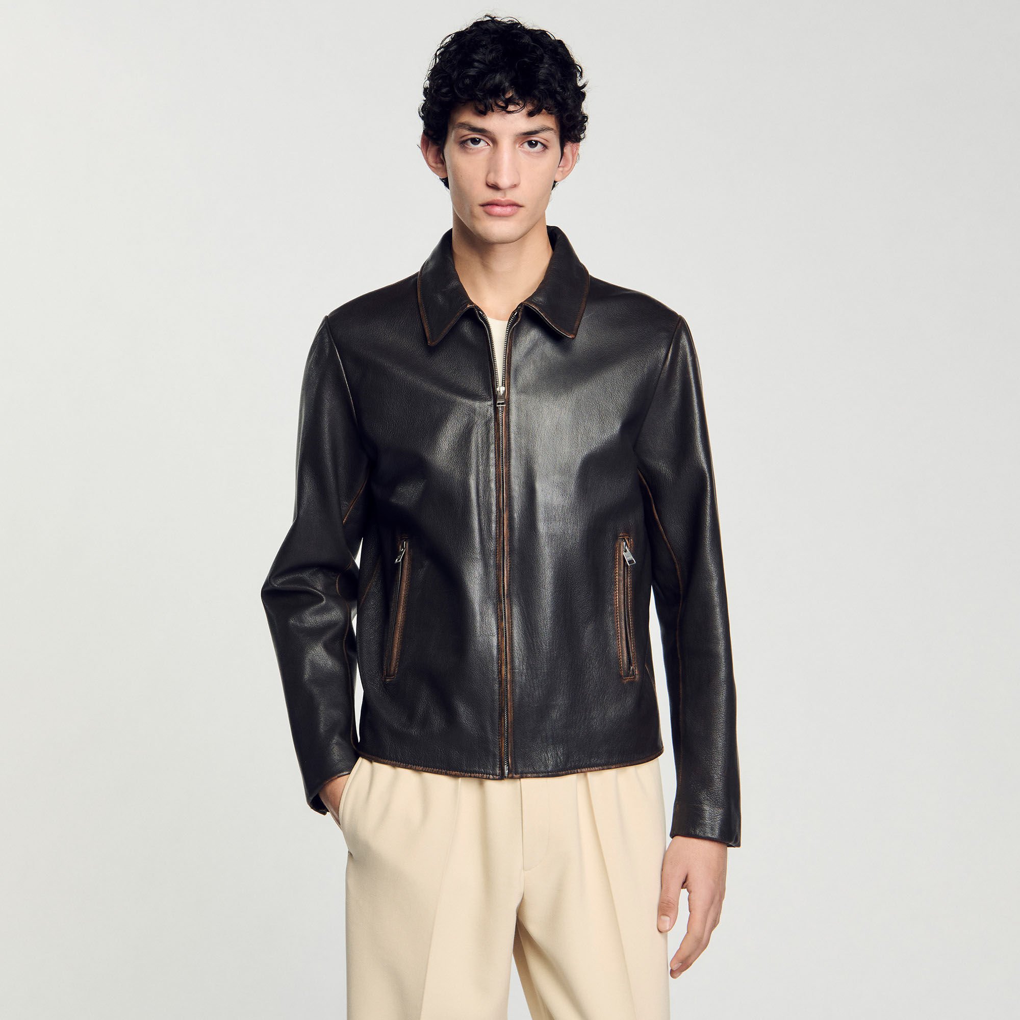 Lederjacke im Used-Look