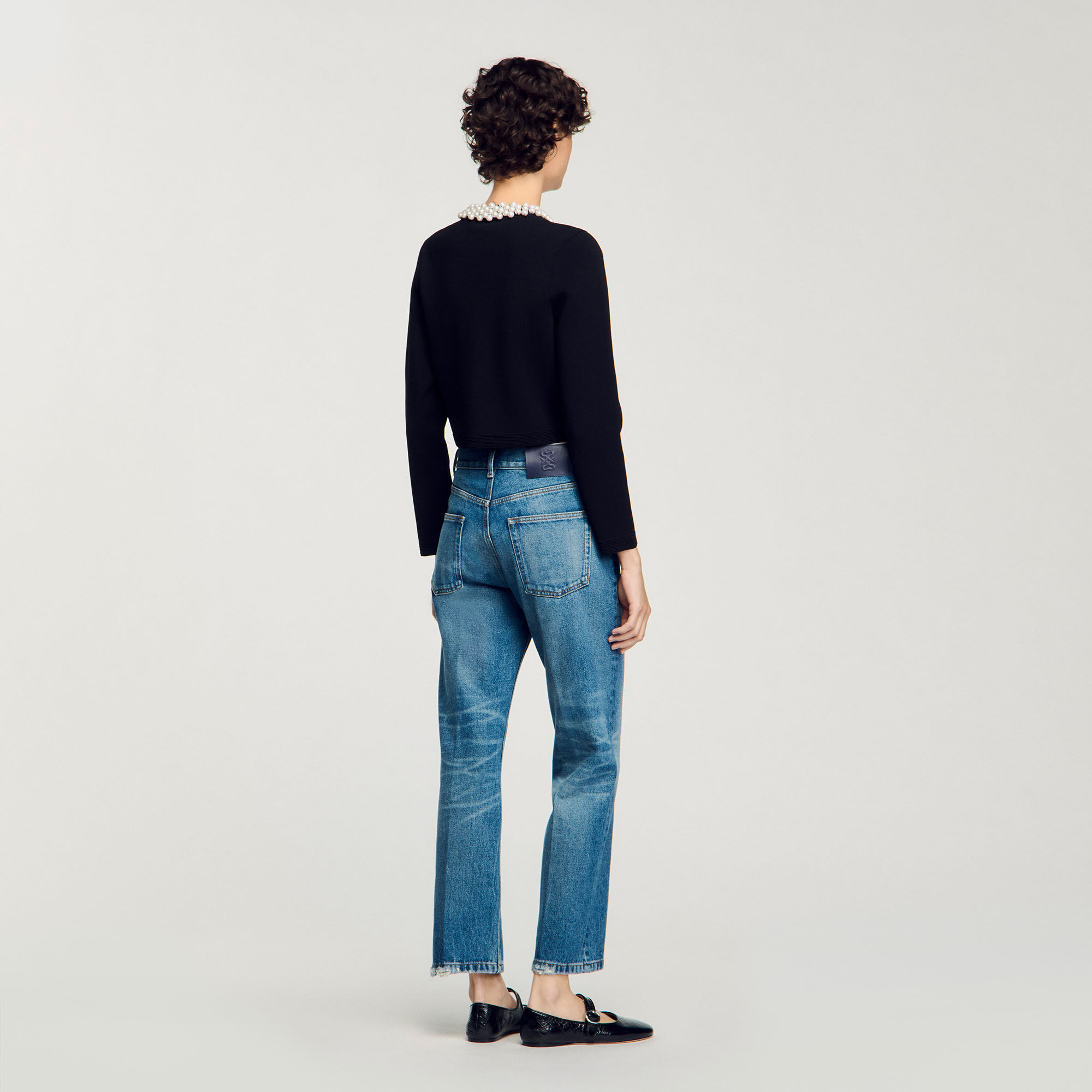 Cardigan mit Perlenkragen