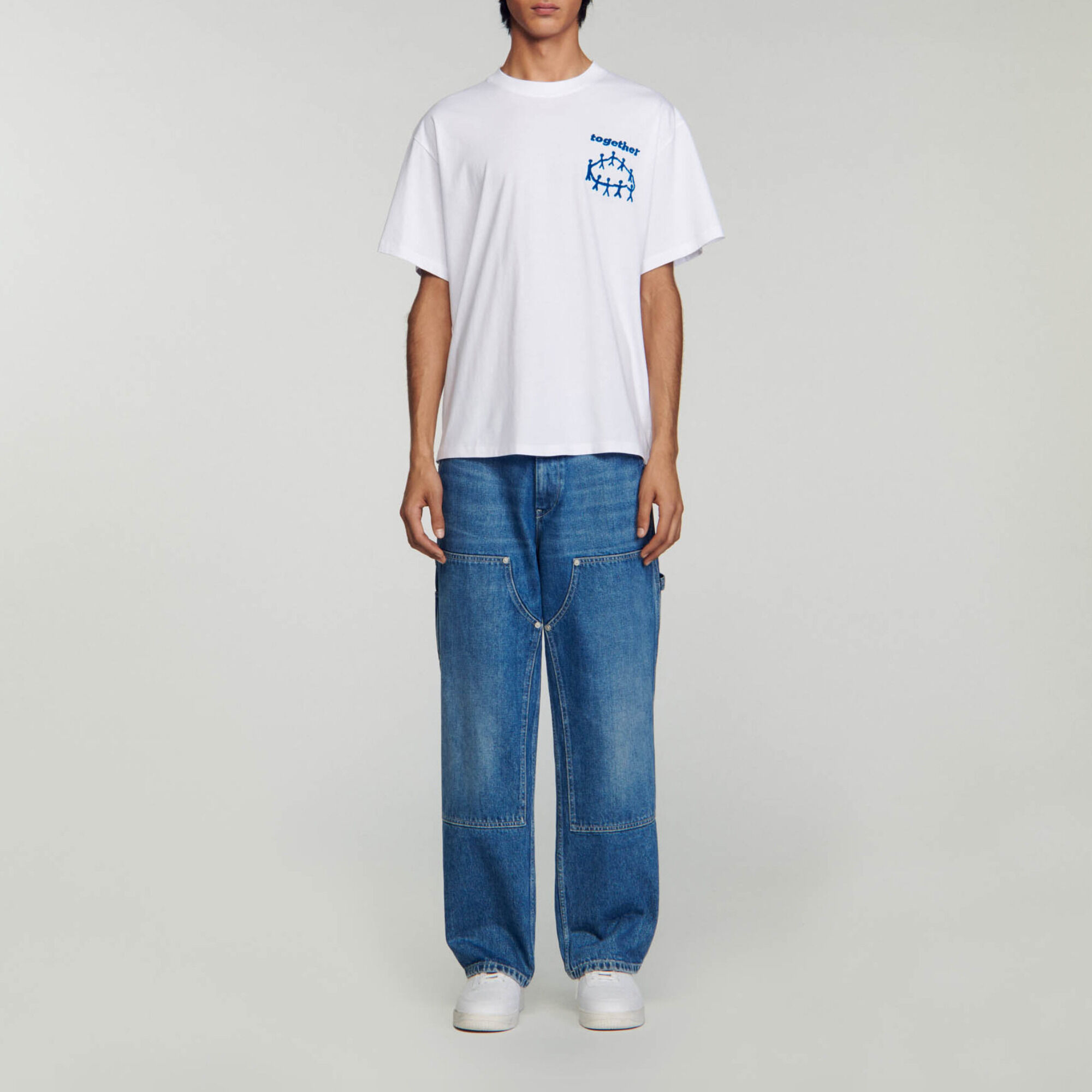 T Shirt Together Natural Men Sandro Paris