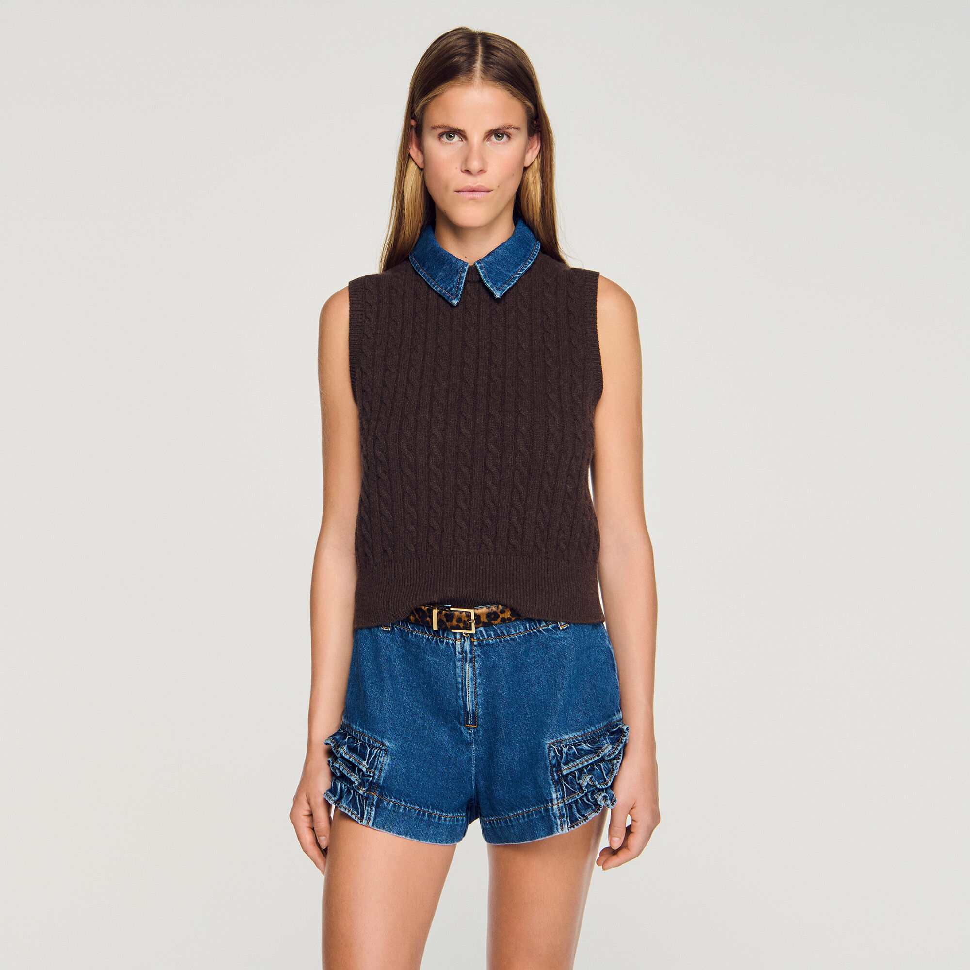 Strickpullover mit Denim