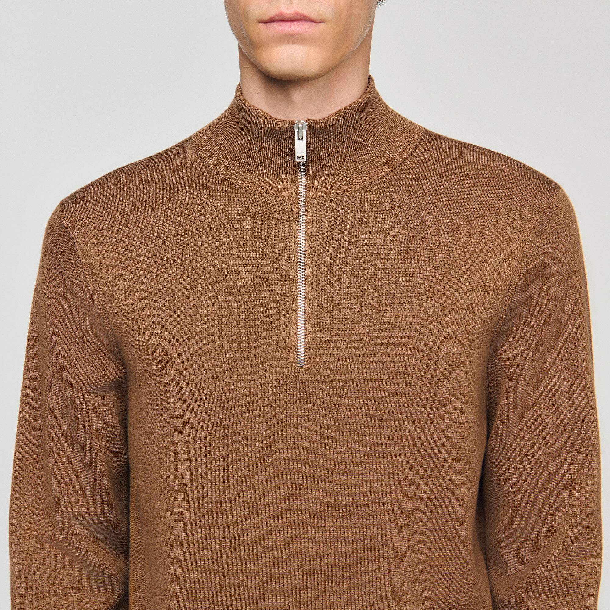 Wollpullover mit Reißverschlusskragen