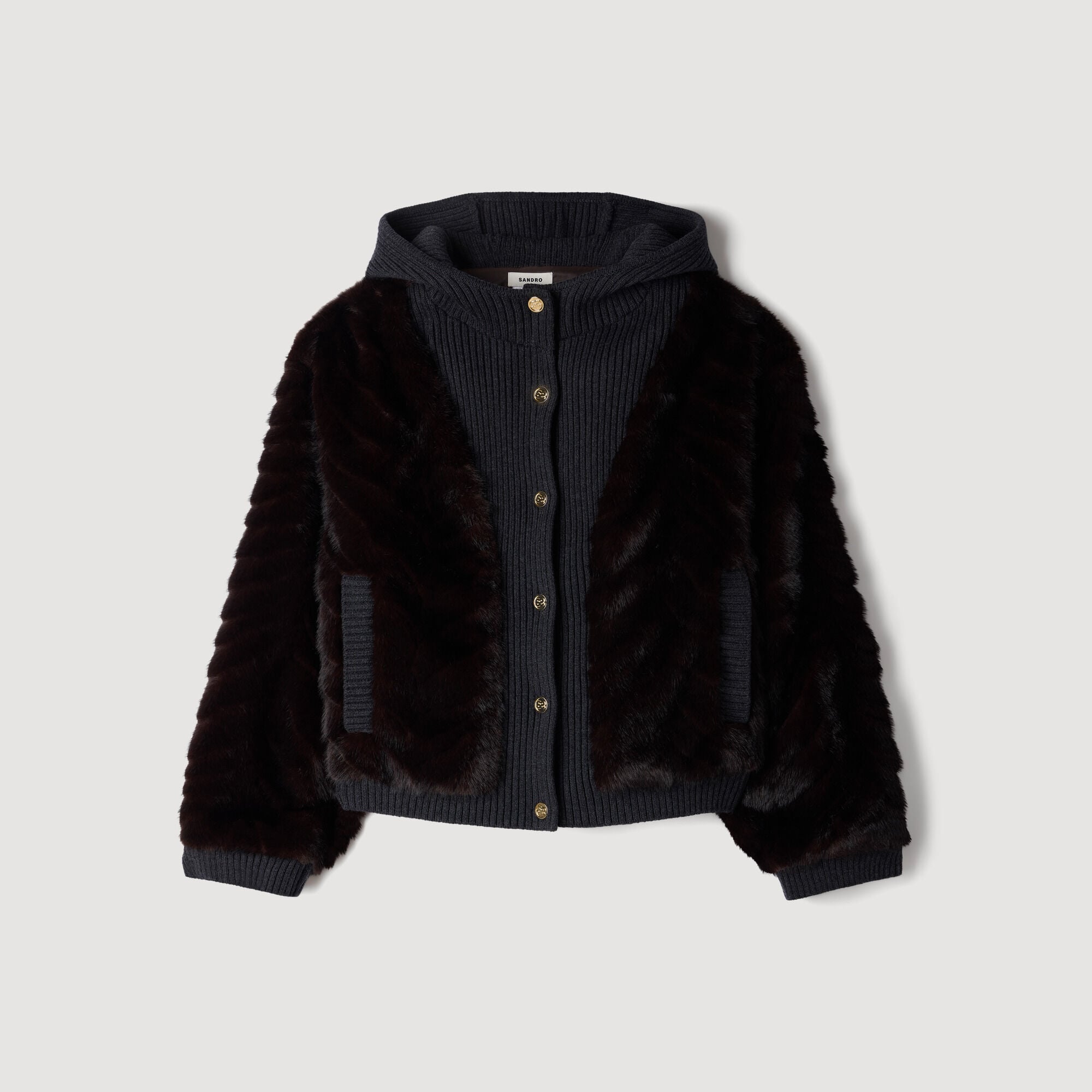 Blouson aus Kunstfell und Strick - Damen | Sandro