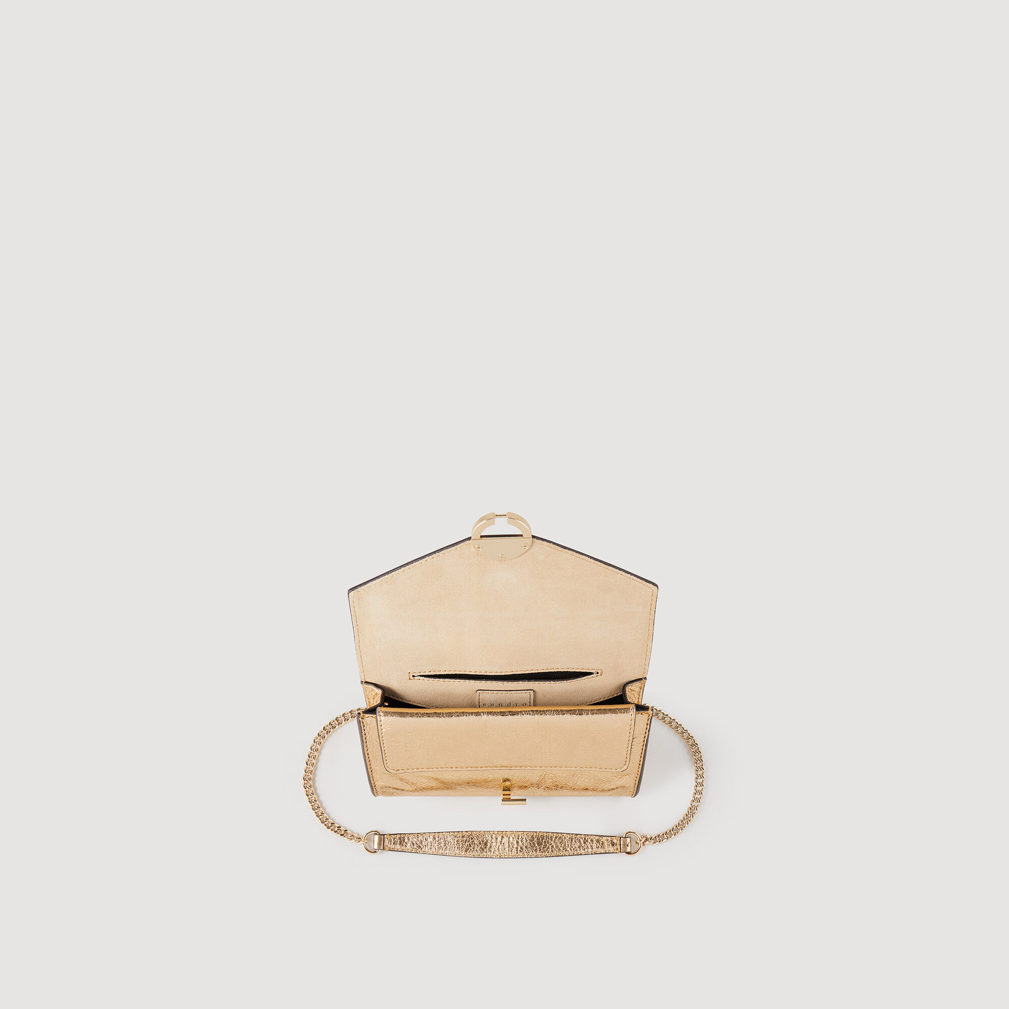 Pochette aus goldfarbenem Leder