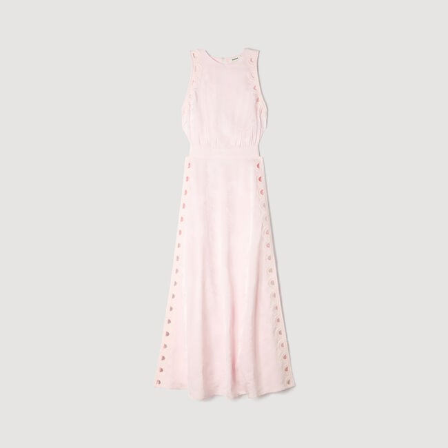 Langes Kleid mit Blumenjacquard