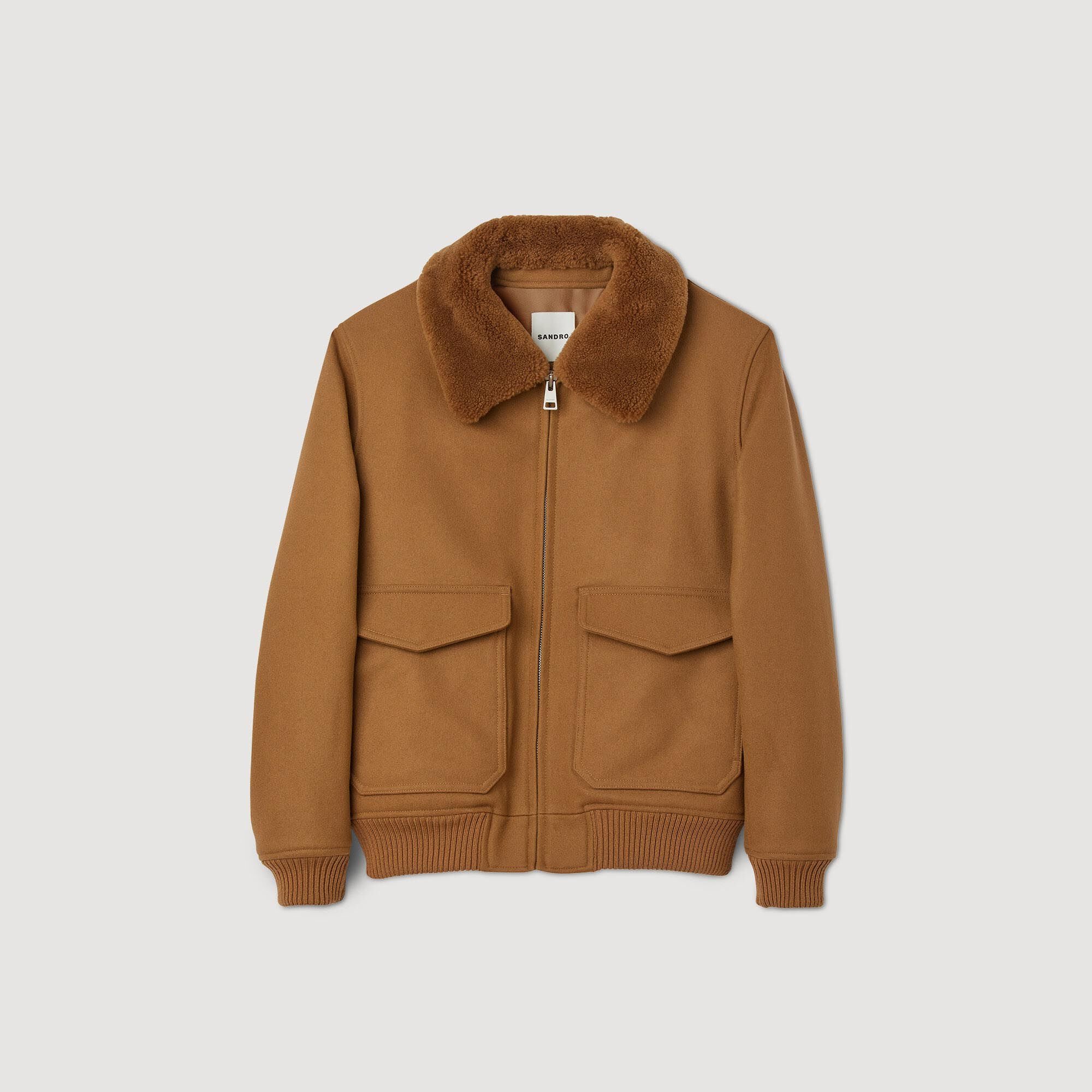 Fliegerjacke mit Lammfellkragen