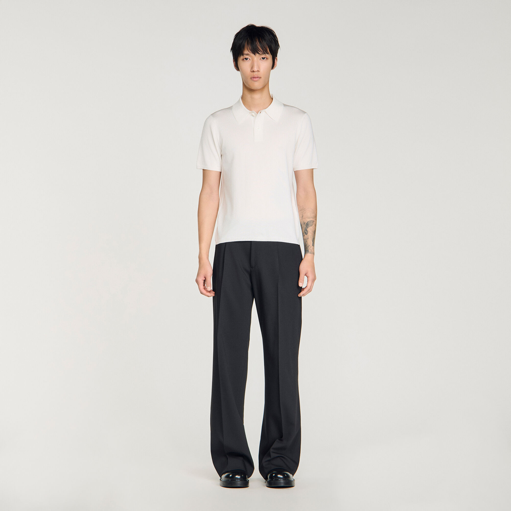 Strick-Poloshirt mit kurzen Ärmeln