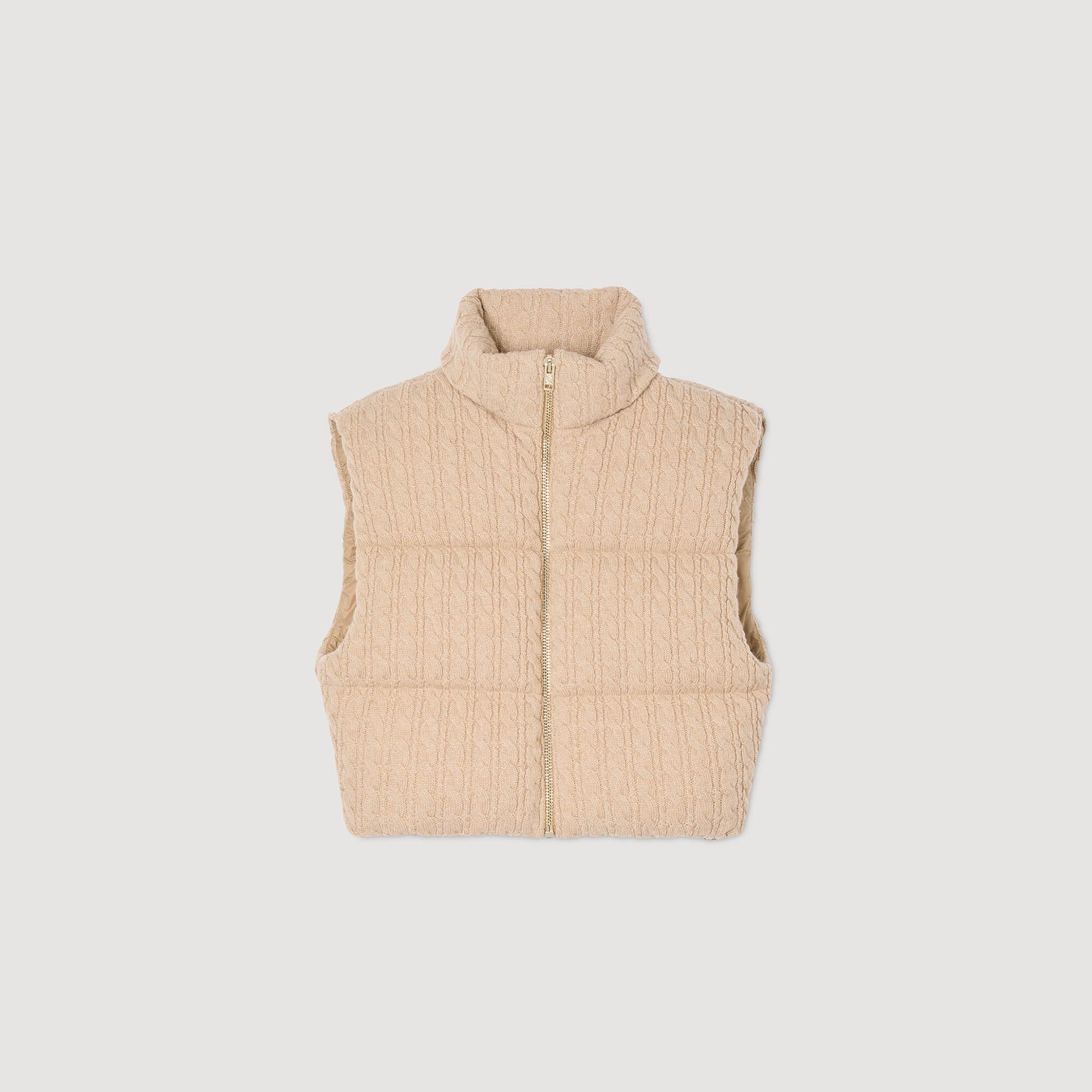 Kurze ärmellose Daunenjacke aus Wolle