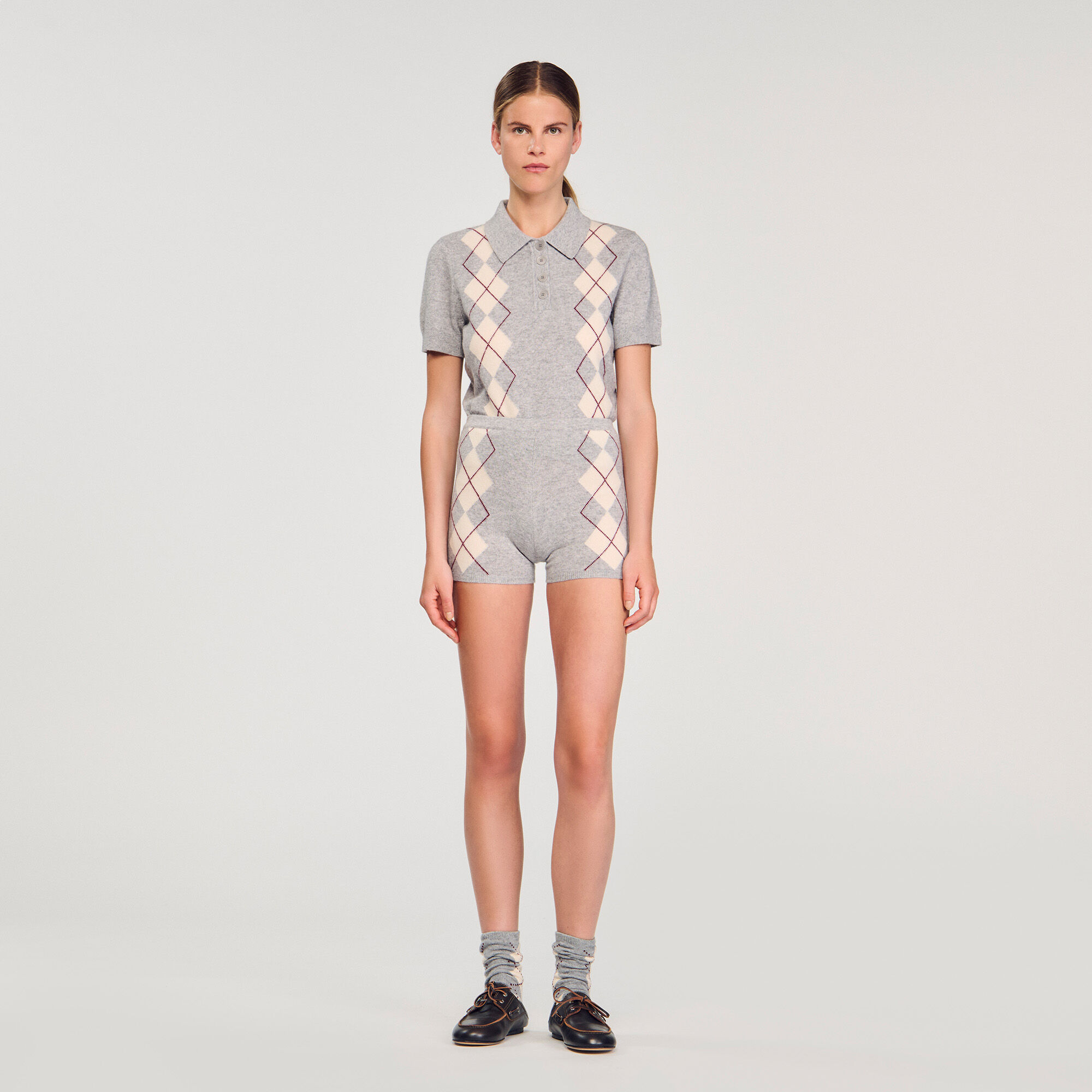 Shorts aus Strick mit Rautenmuster