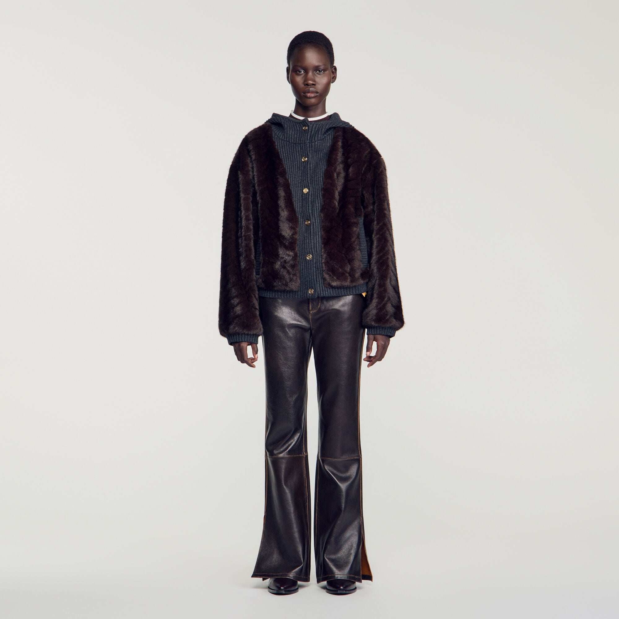 Blouson aus Kunstfell und Strick - Damen | Sandro