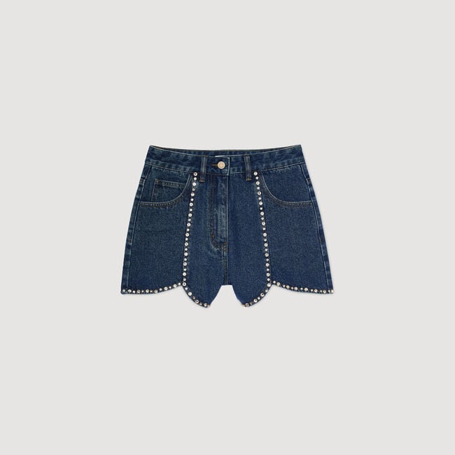 Jeansshorts mit Strass