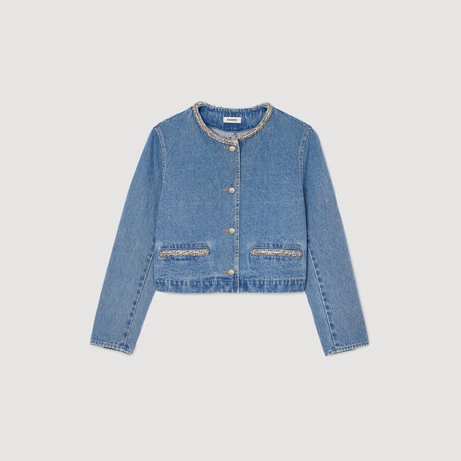 Jeansjacke mit Strass