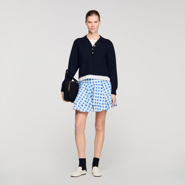 Trompe-l'&OElig;il-Pull mit Metallkn&ouml;pfen