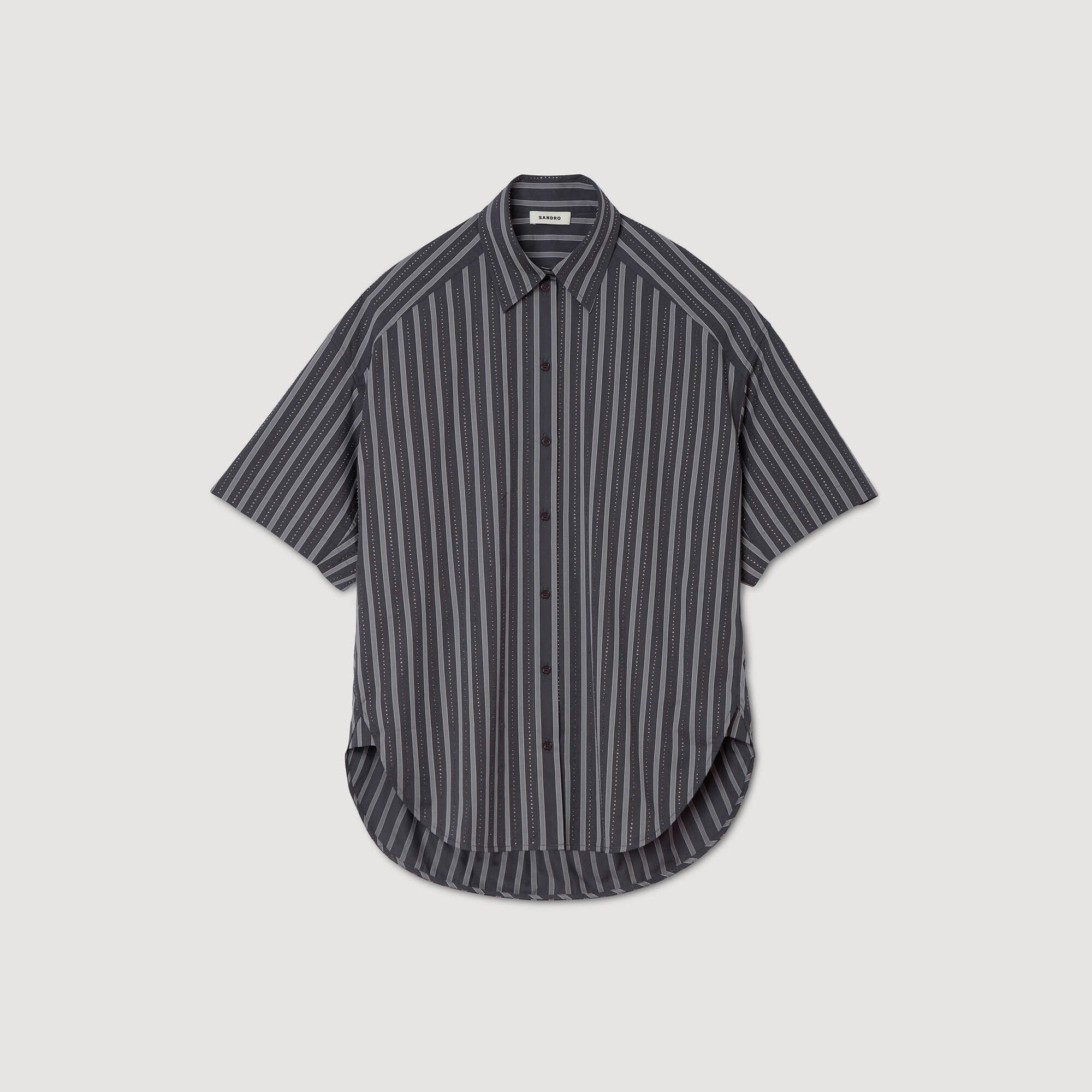 Gestreiftes Oversize-Hemd Strass
