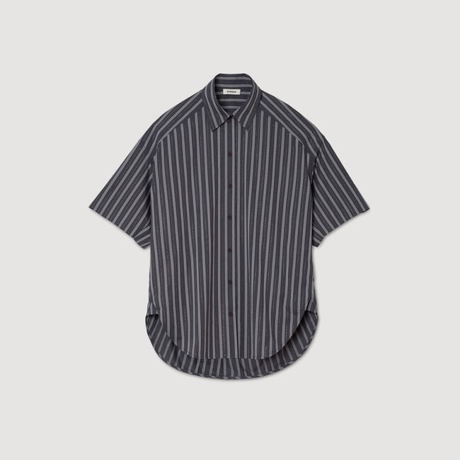 Gestreiftes Oversize-Hemd Strass