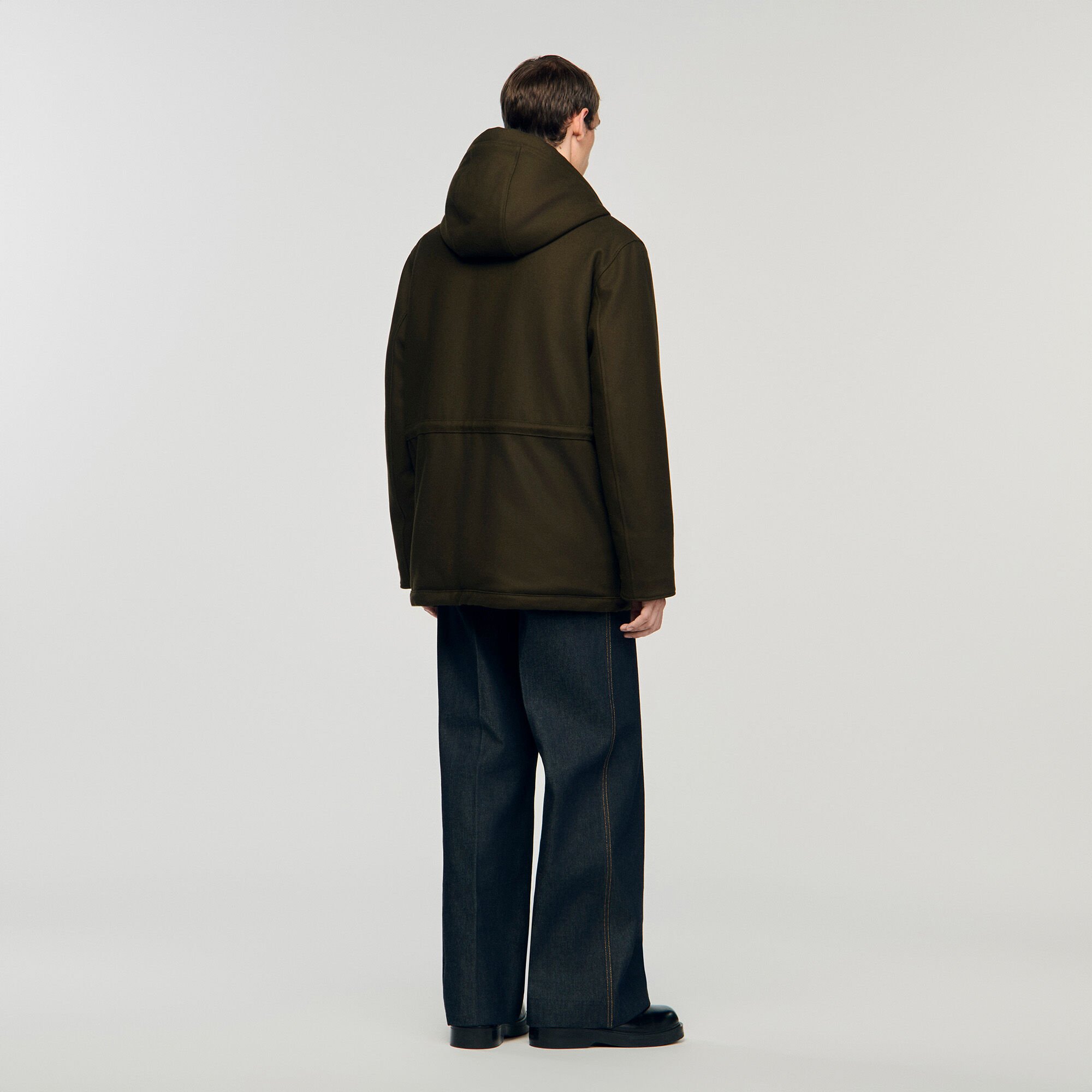 Parka aus Wolle mit Kapuze