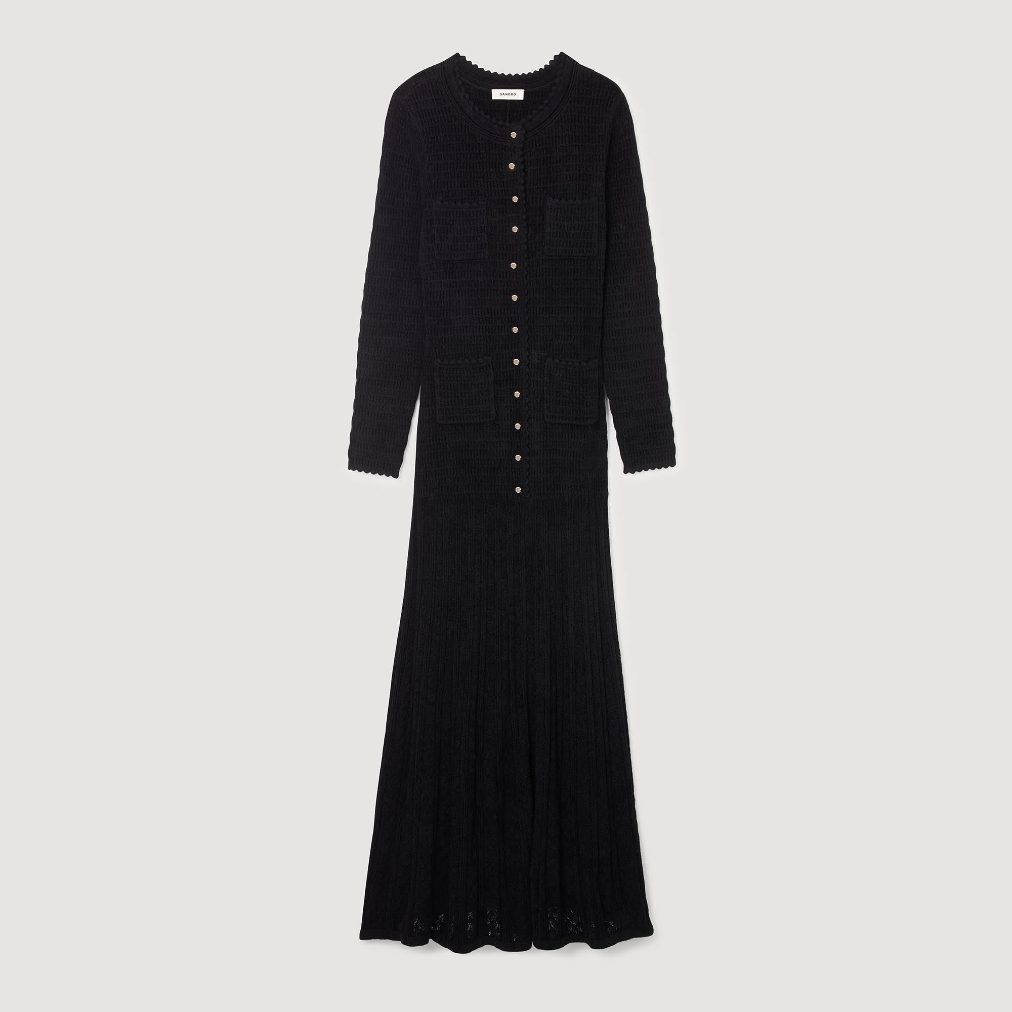 Langes Kleid aus Strukturstrick