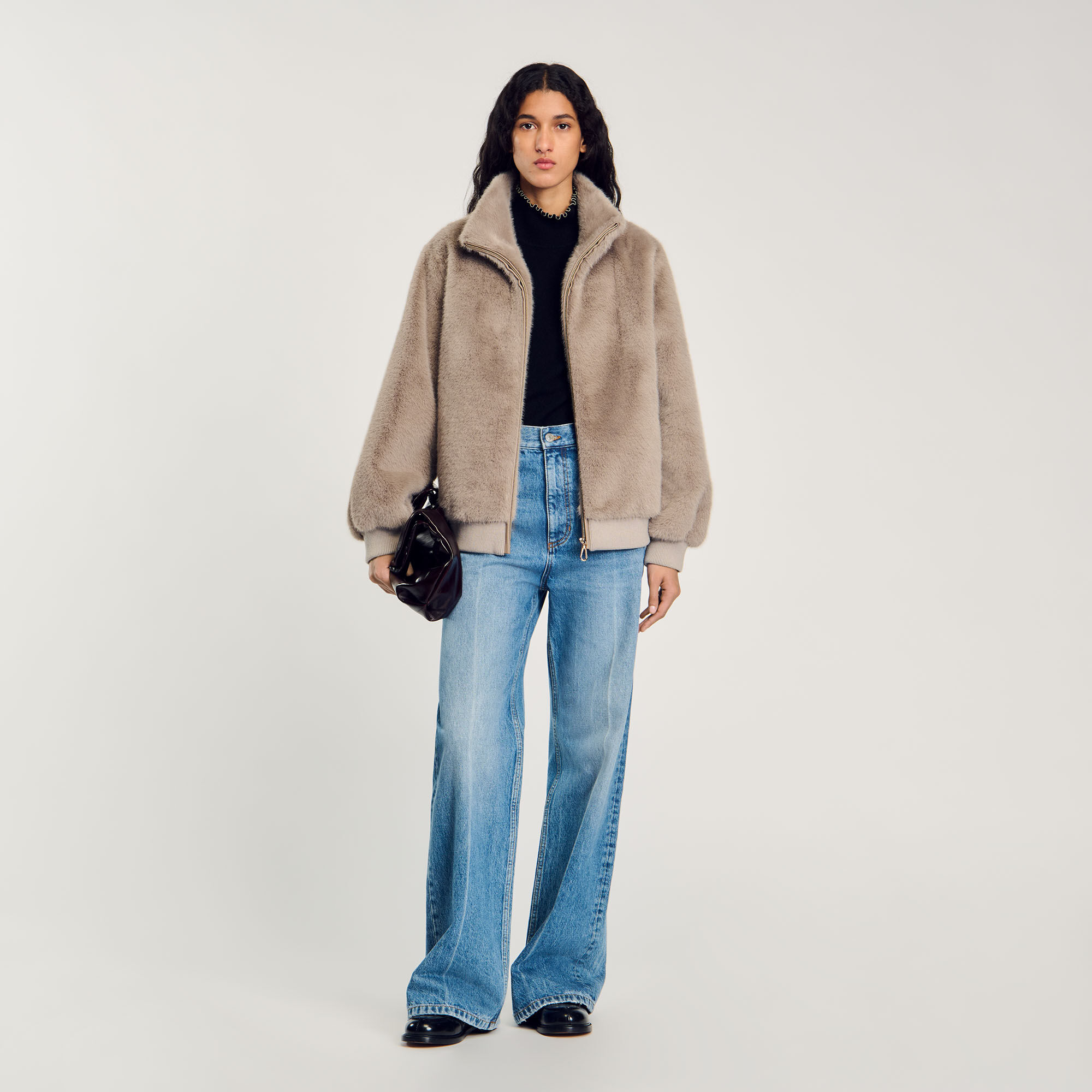 Sandro paris shearling jacket outlet