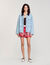 Blouson aus Denim mit Lederkragen