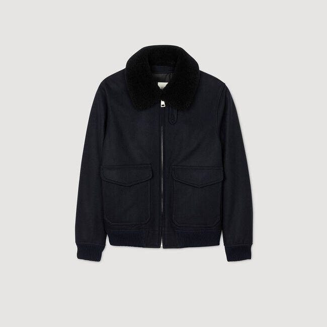 Fliegerjacke aus Wolle mit Kragen