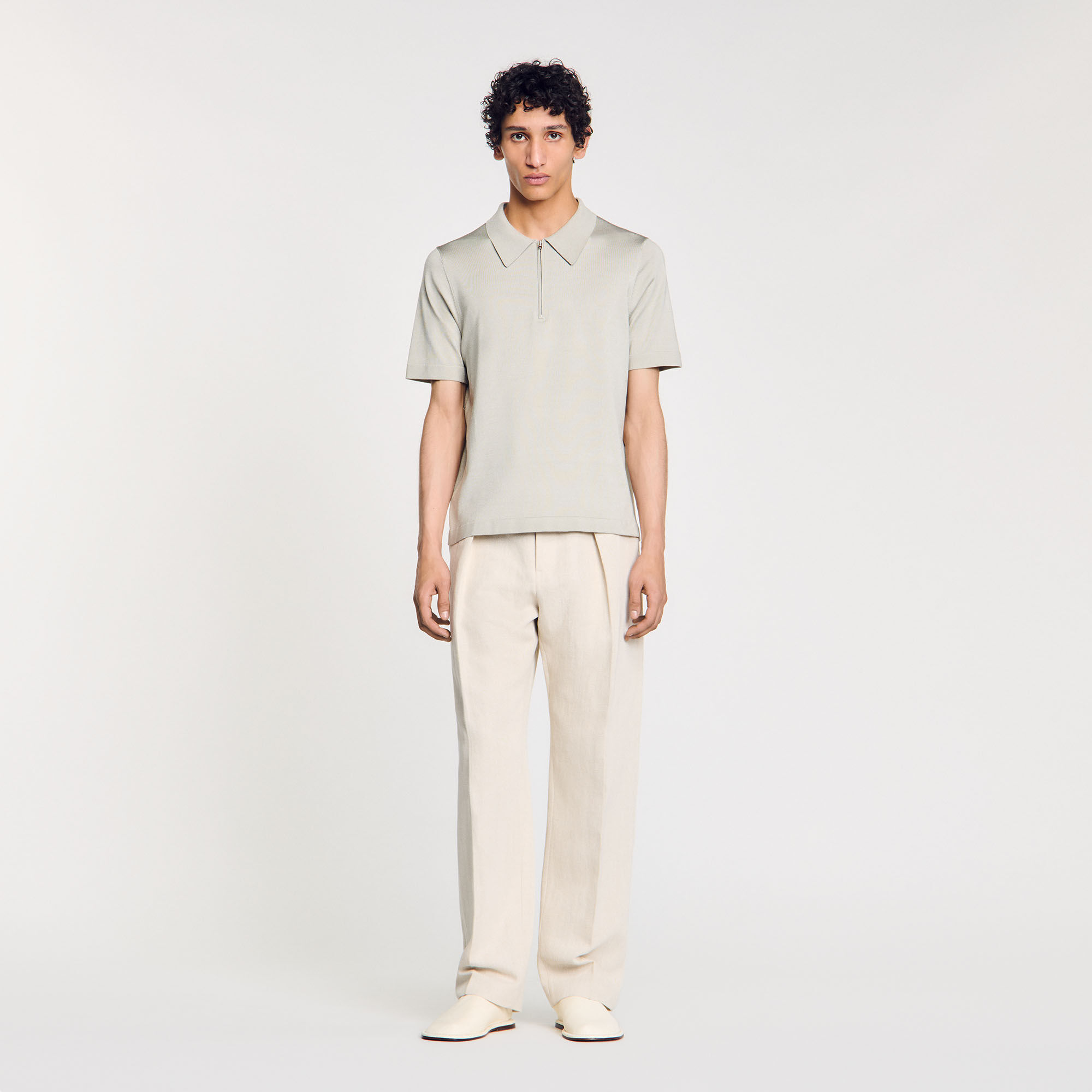 Poloshirt aus Strick mit Reißverschluss