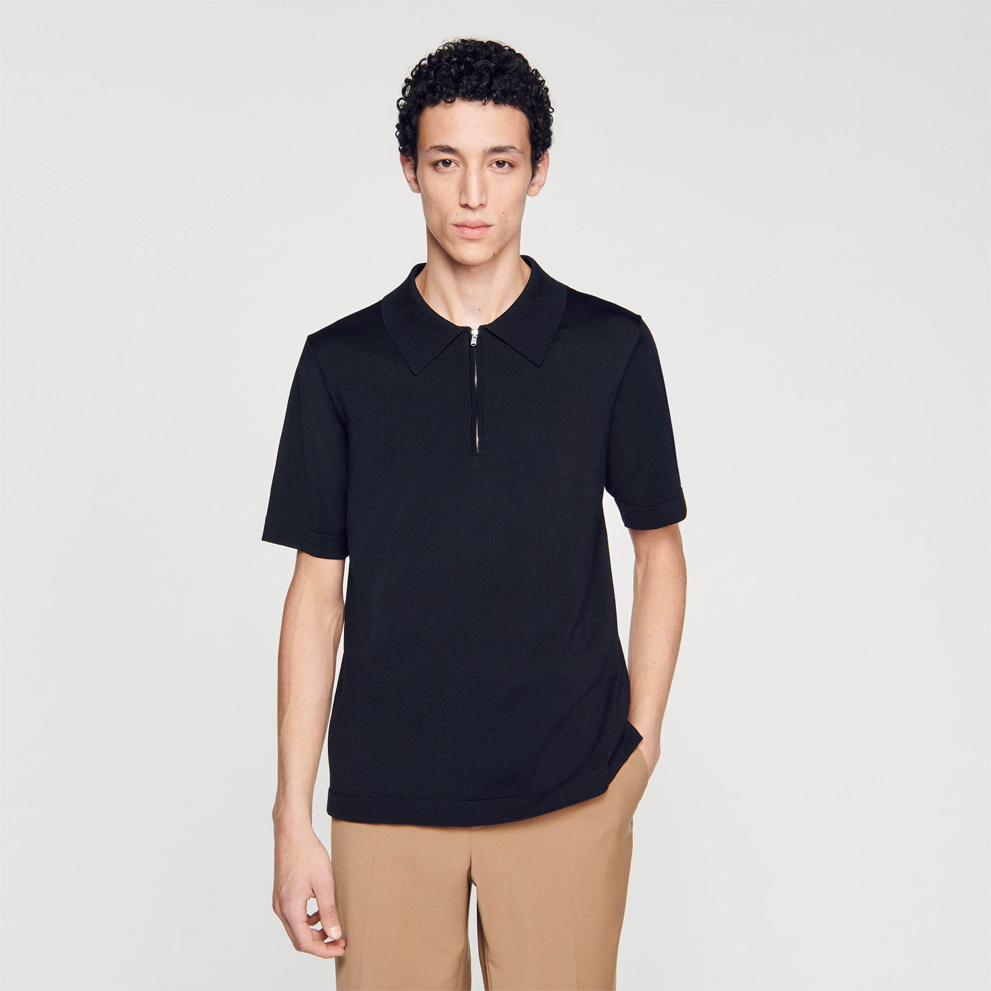 Poloshirt aus Strick mit Reißverschluss