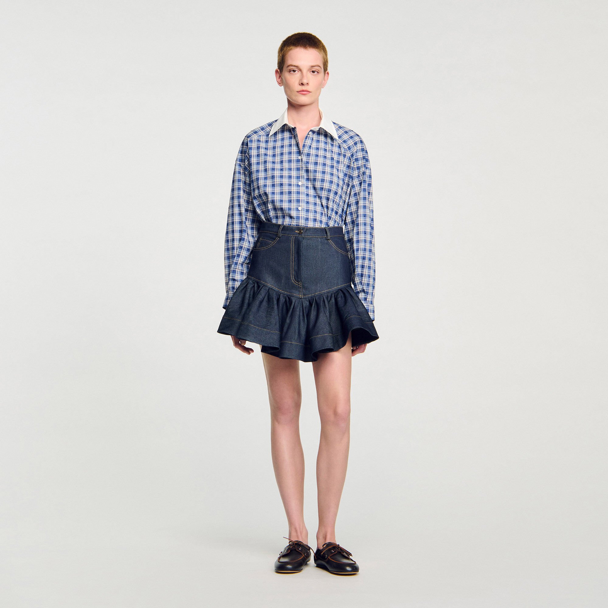 Kurzer Jeansrock mit Volants