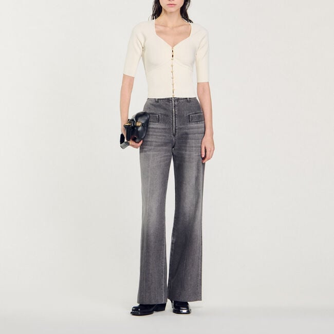 Kurzer Rippstrick-Cardigan