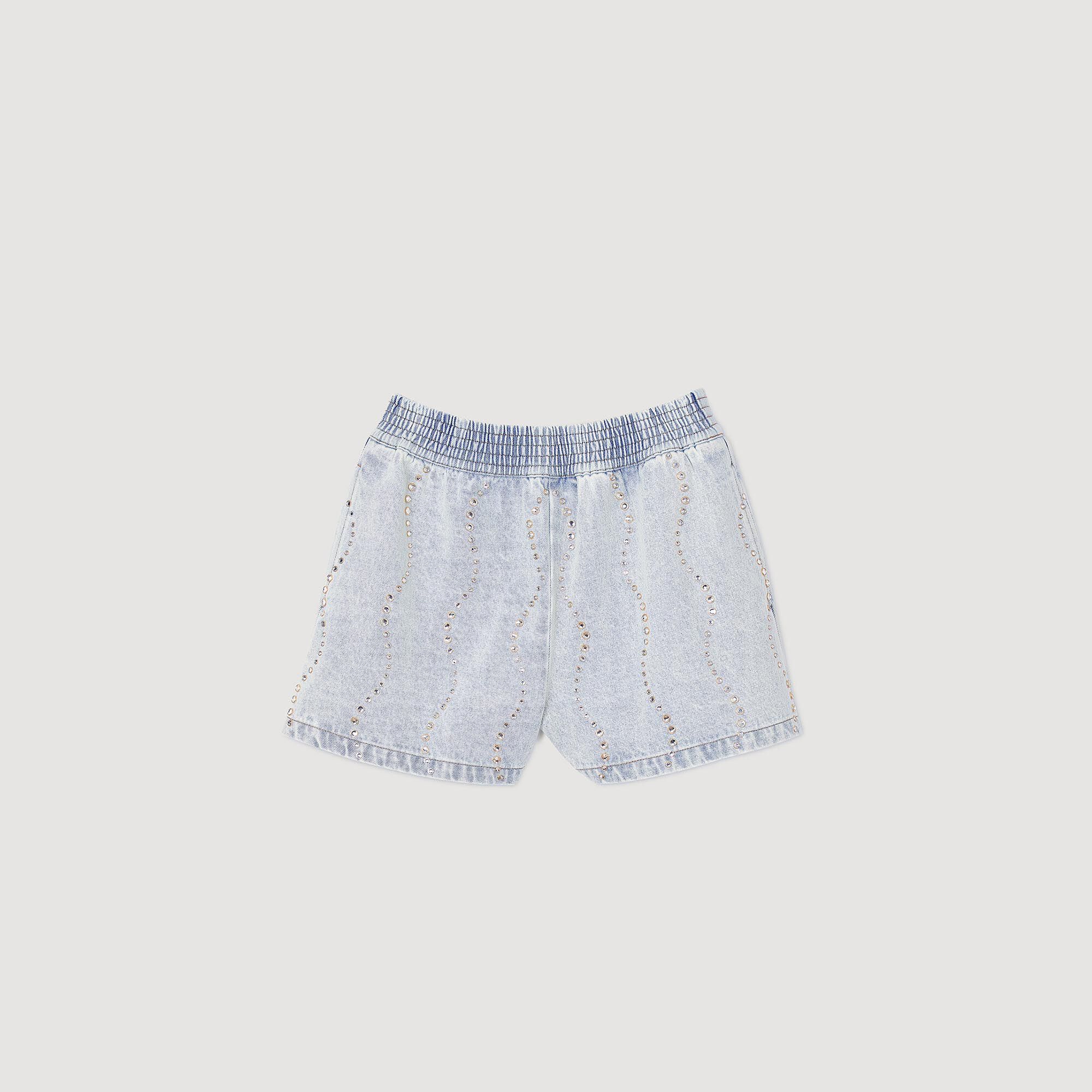 Jeansshorts mit Strass und Perlen