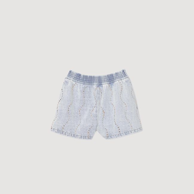 Jeansshorts mit Strass und Perlen