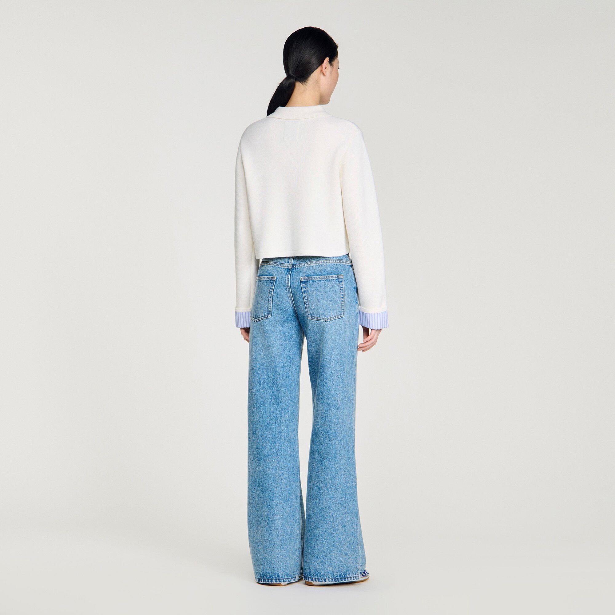 Cardigan mit Popeline-Polokragen