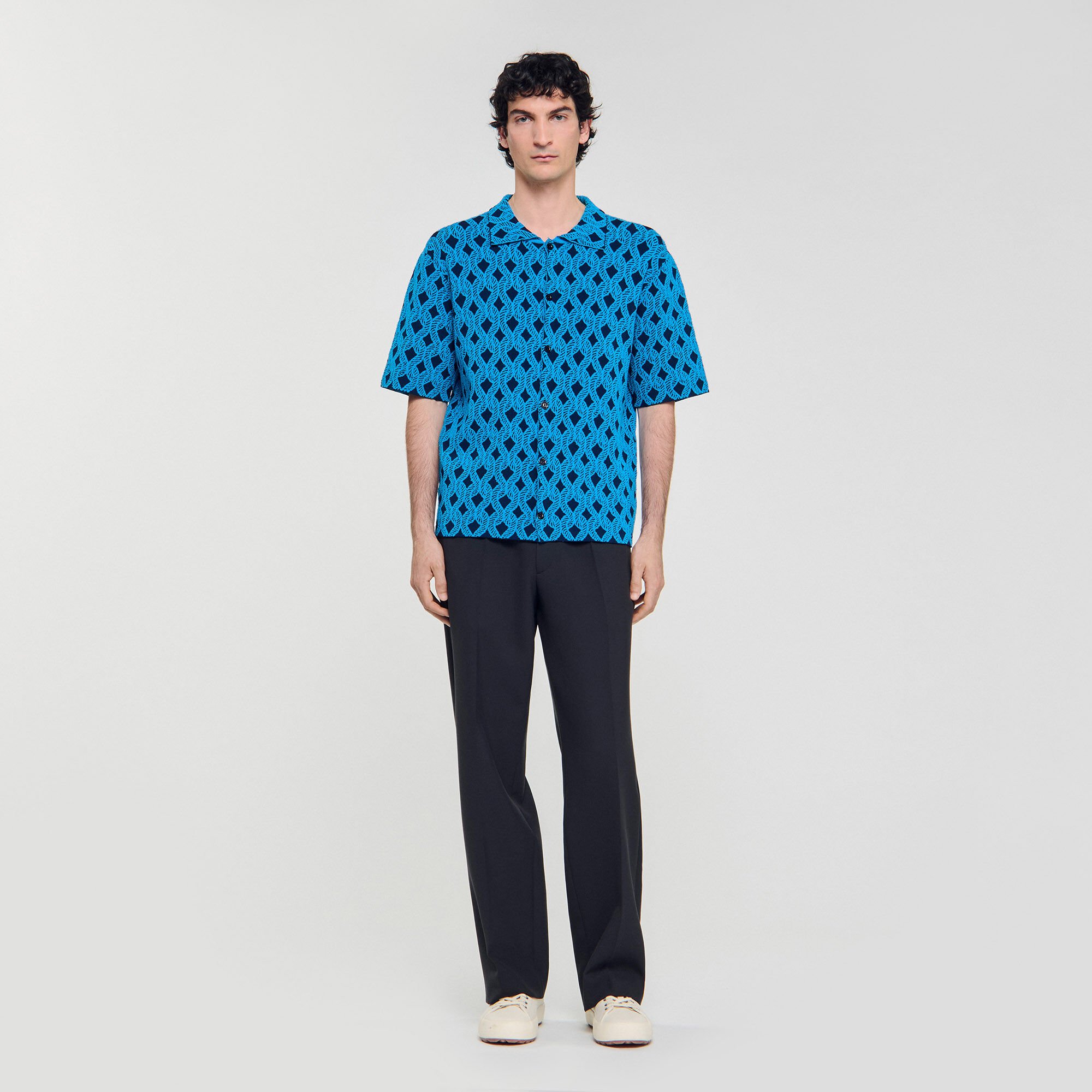 Cardiganhemd mit Seil-Jacquard