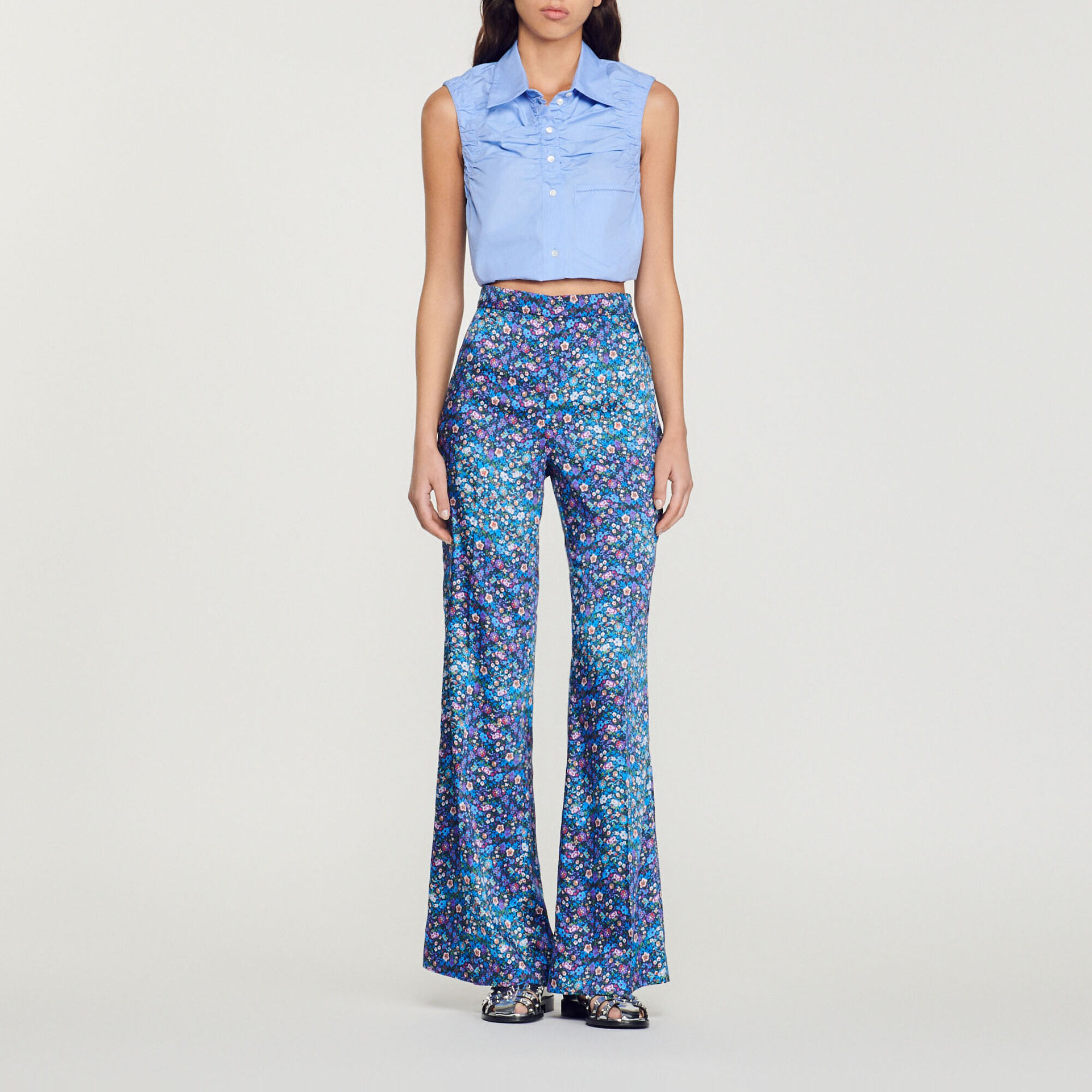 Hose aus Seide mit Blumenprint