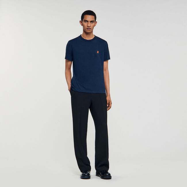 T-Shirt mit Leder-Logo