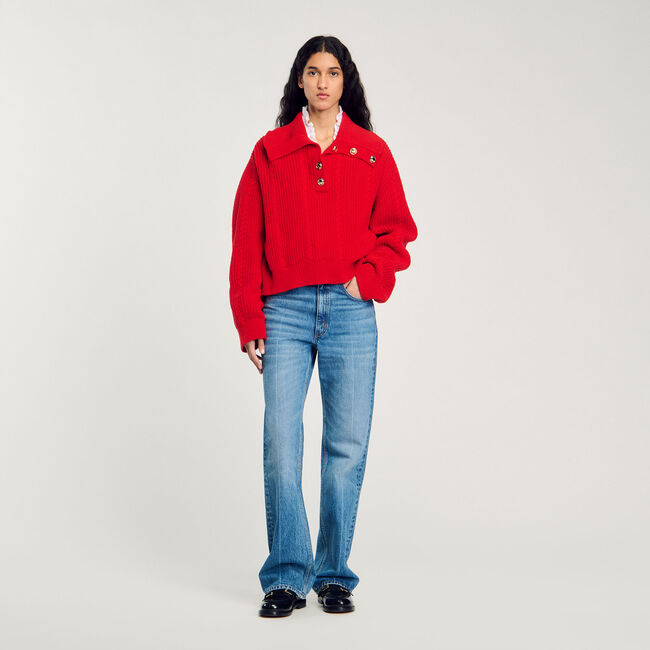 Pullover mit geknöpftem Kragen