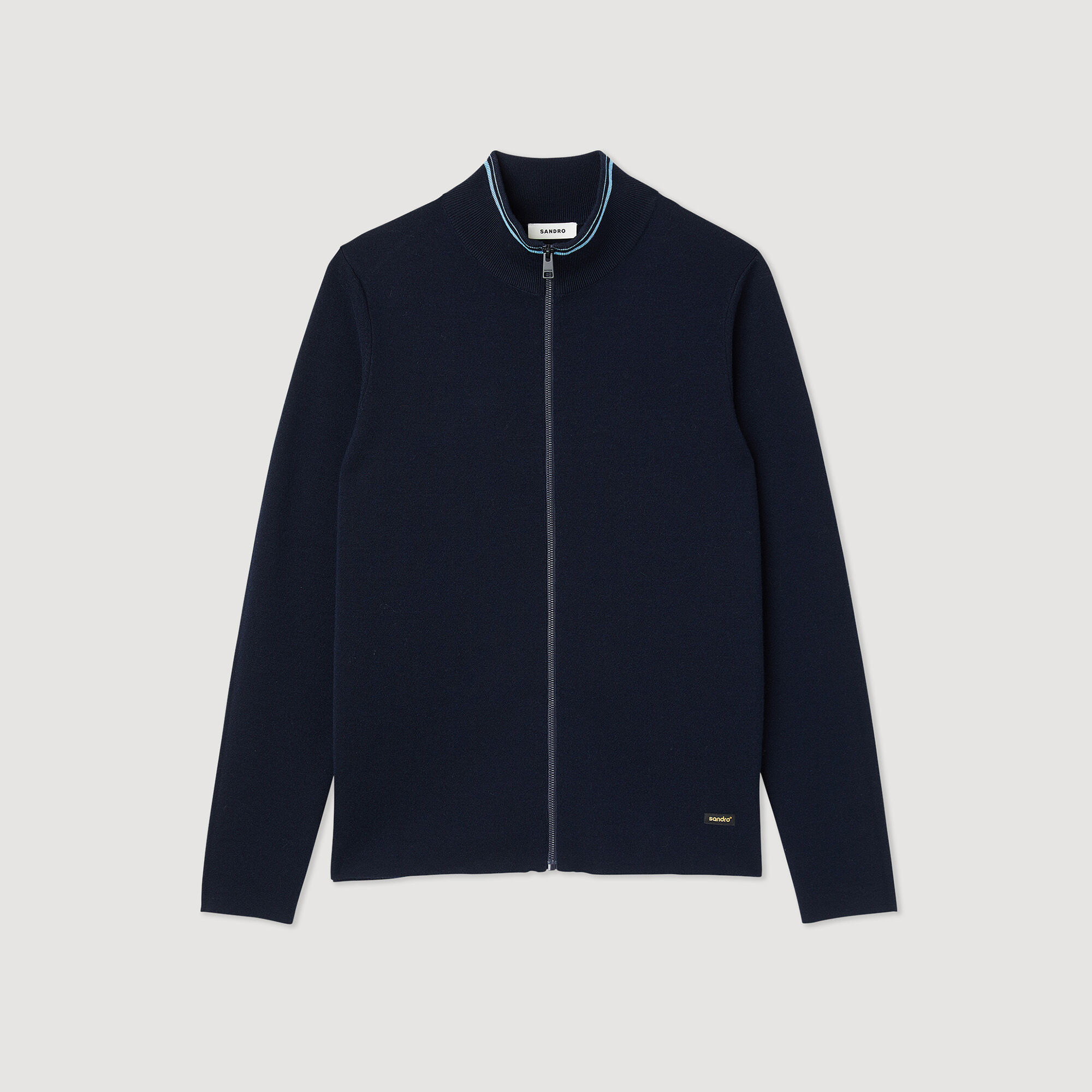 Cardigan mit Zip und Streifenkragen