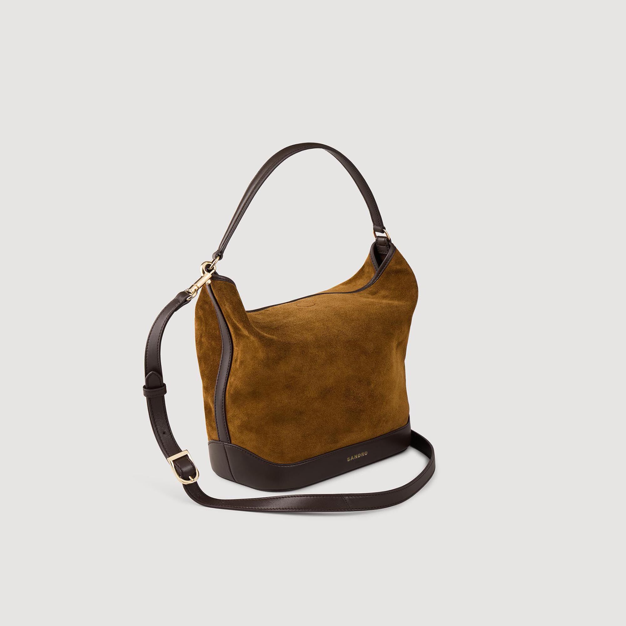 Beuteltasche aus Leder und Wildleder
