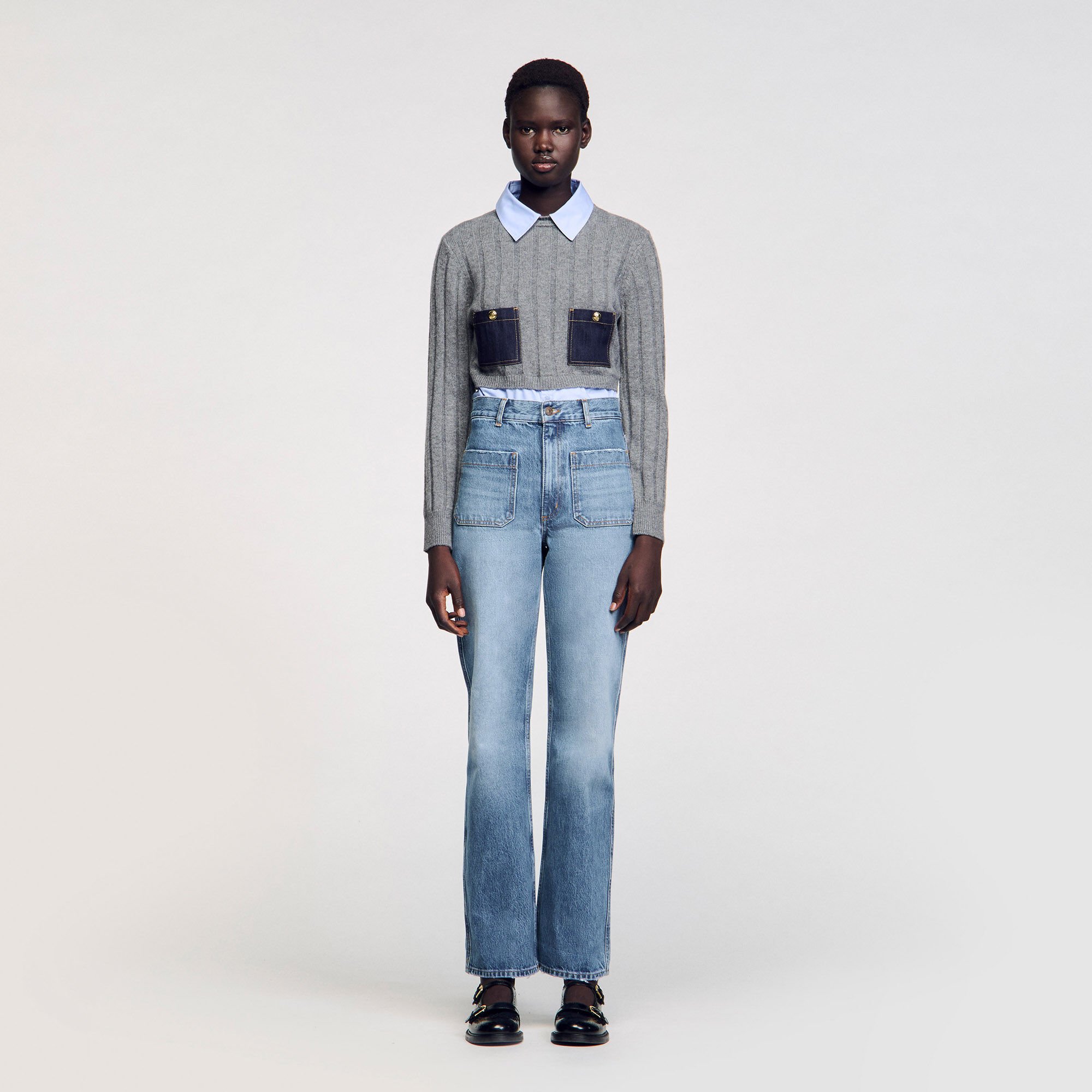 Verwaschene Flared Jeans