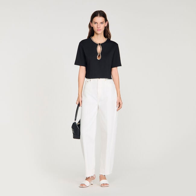 Kurzes T-Shirt mit Strass