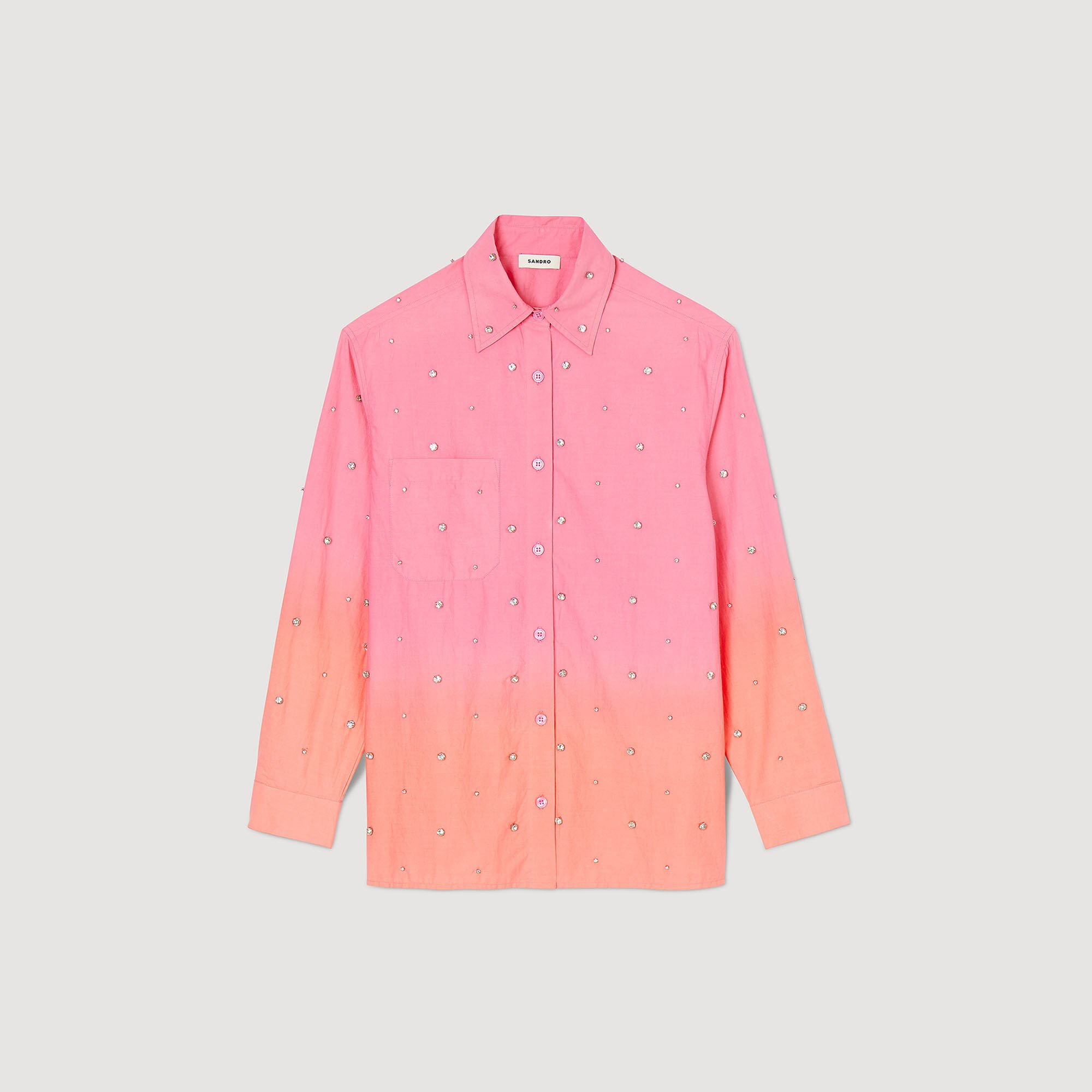 Dip-Dye-Hemdbluse mit Strassbesatz