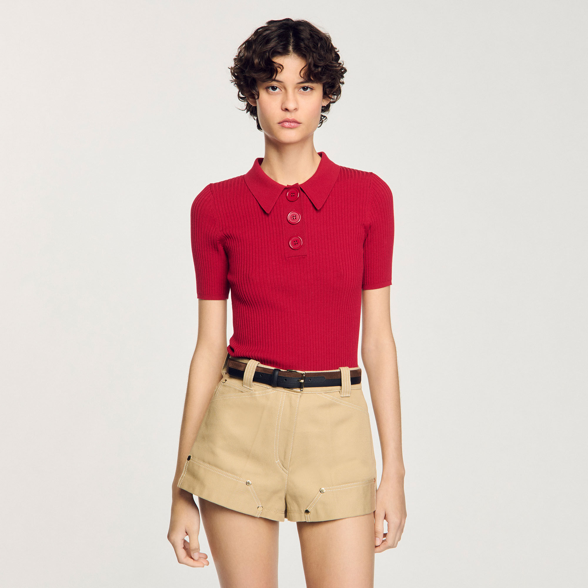 Poloshirt aus Rippstrick