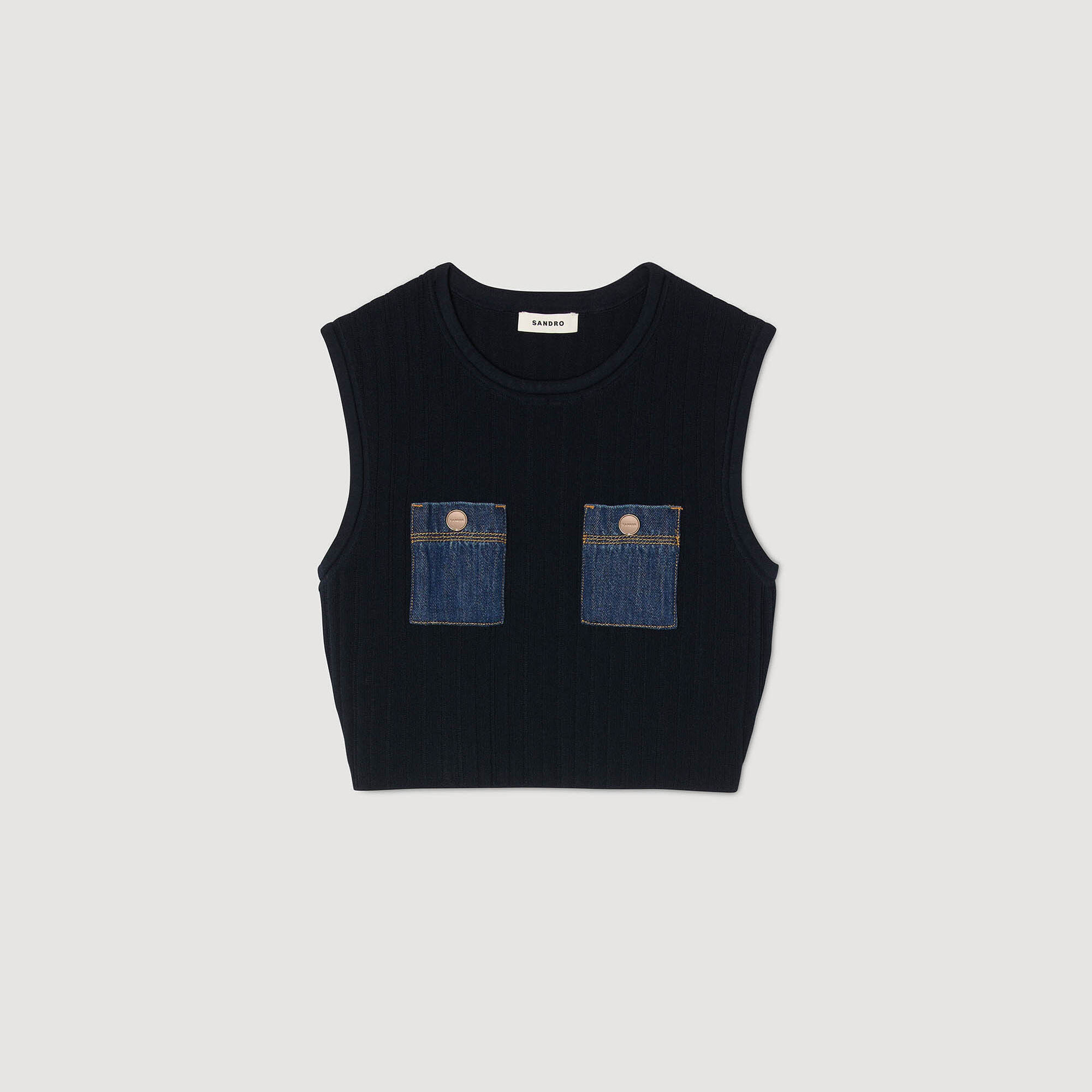 Stricktop mit Denim