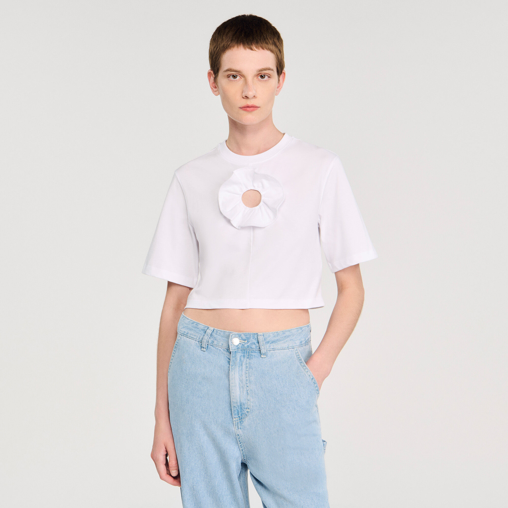 T-Shirt mit Volant-Detail