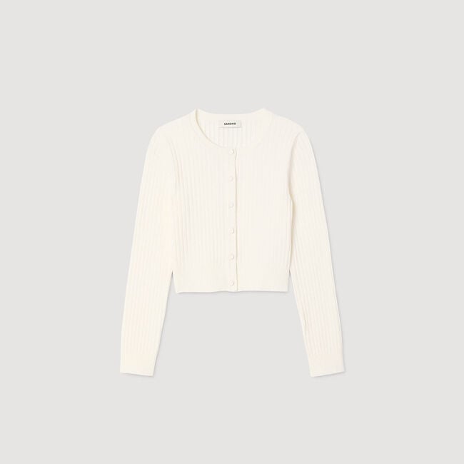 Kurzer Cardigan aus Rippstrick