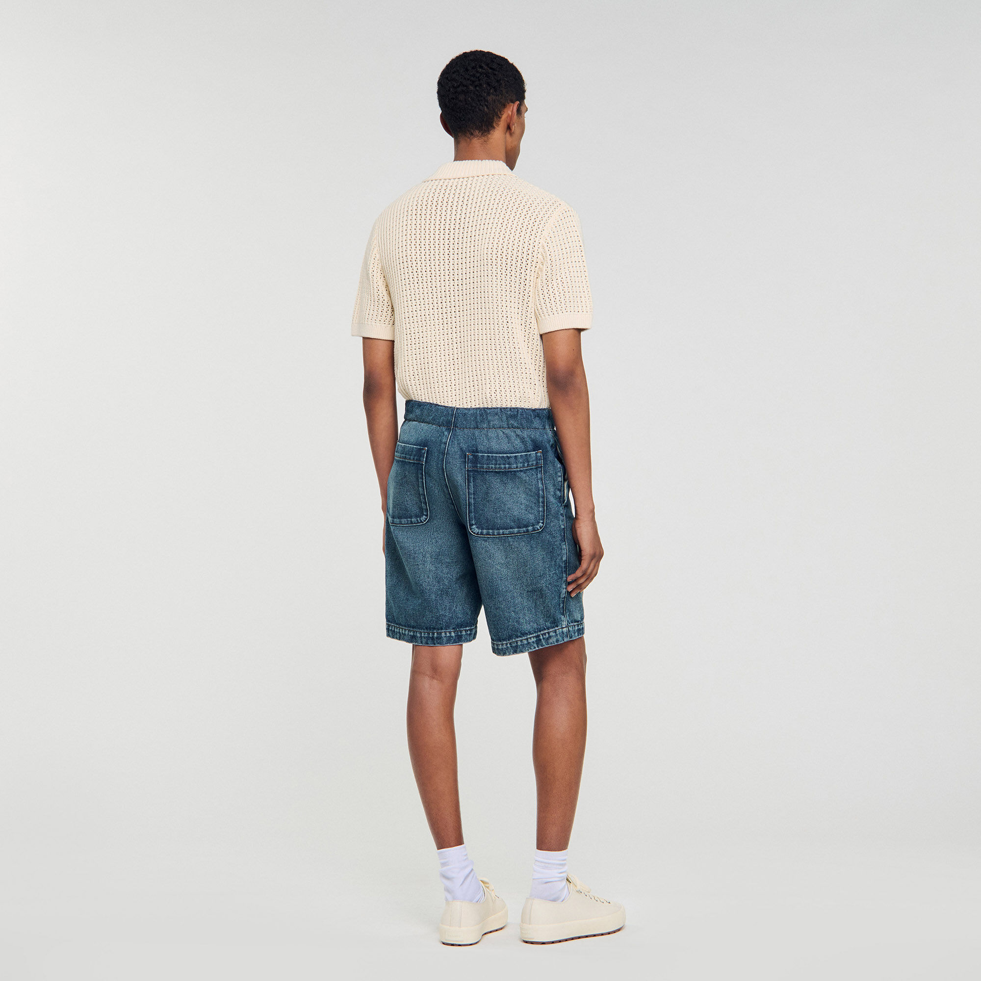 Elastische Denim-Shorts