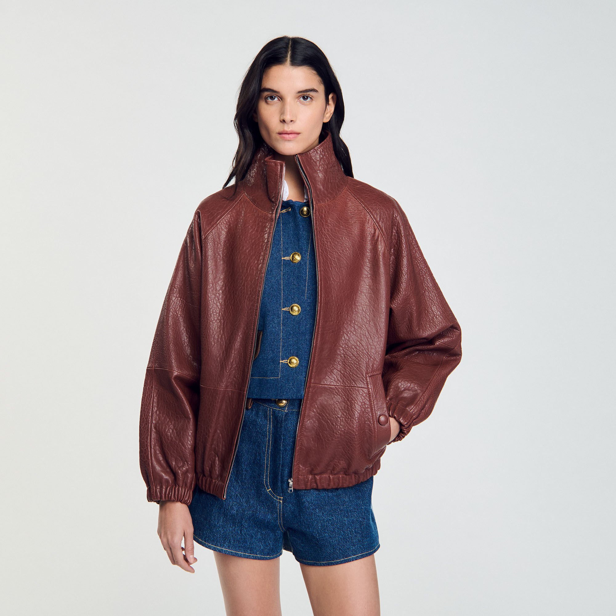 Oversize-Lederblouson