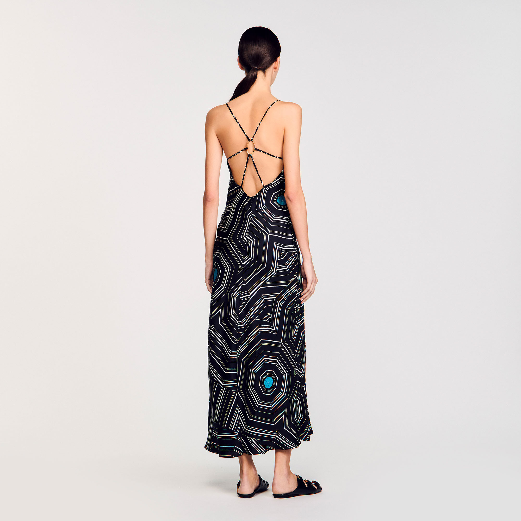 Langes bedrucktes Seidenkleid