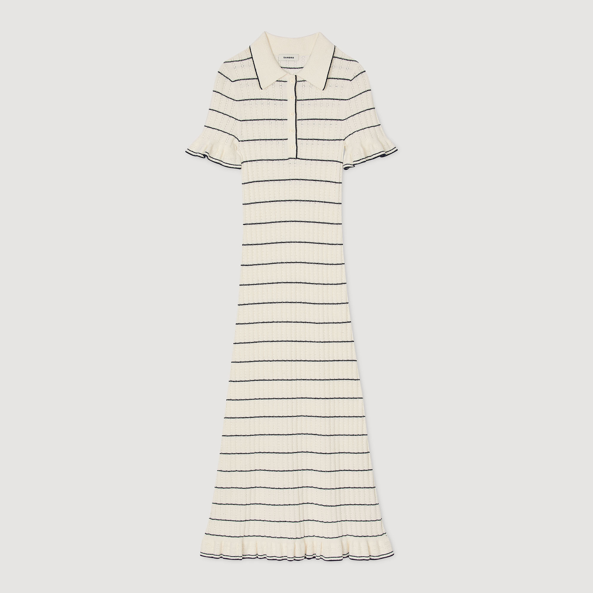 Langes Strickkleid mit Polokragen