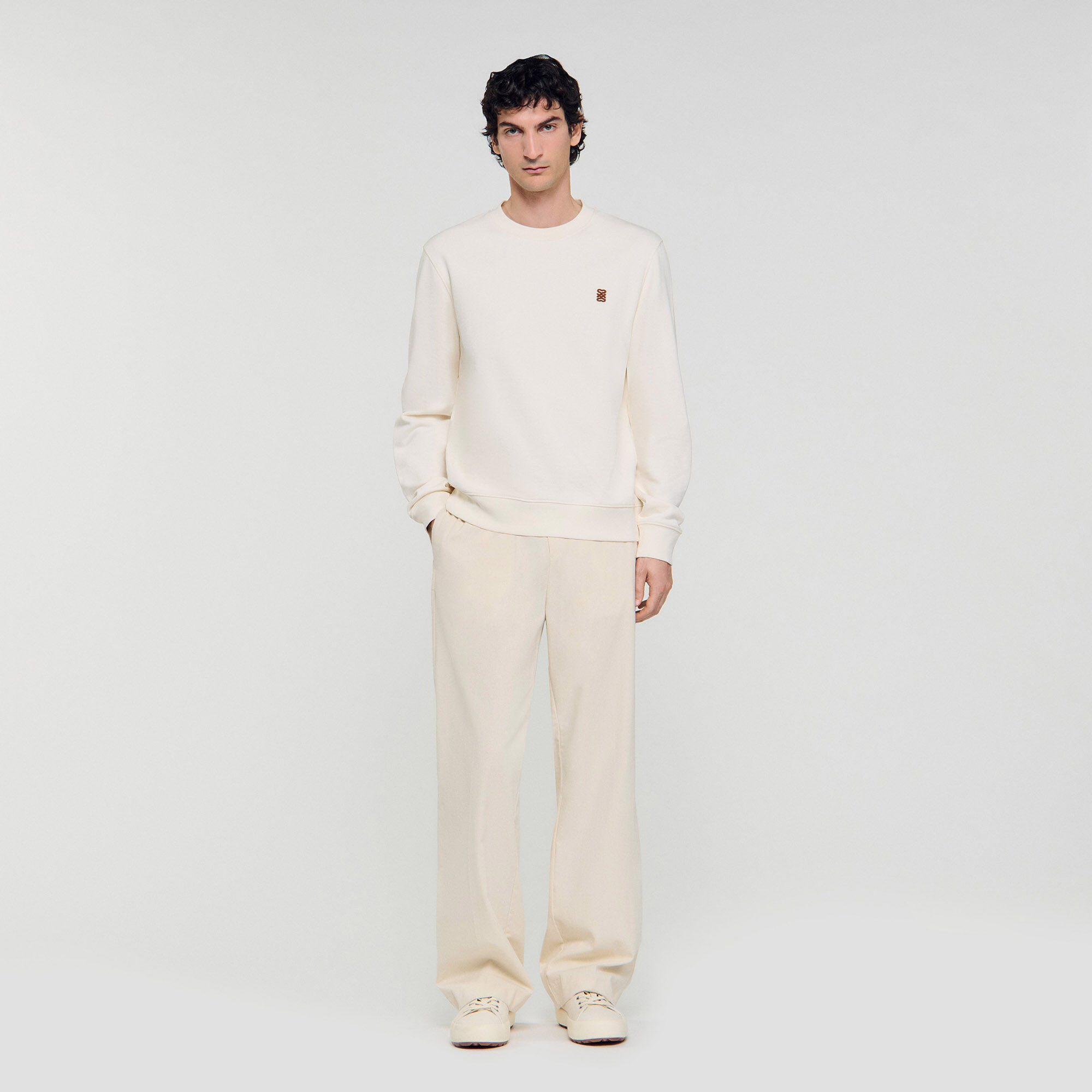 Oversize-Sweatshirt mit Leder-Patch