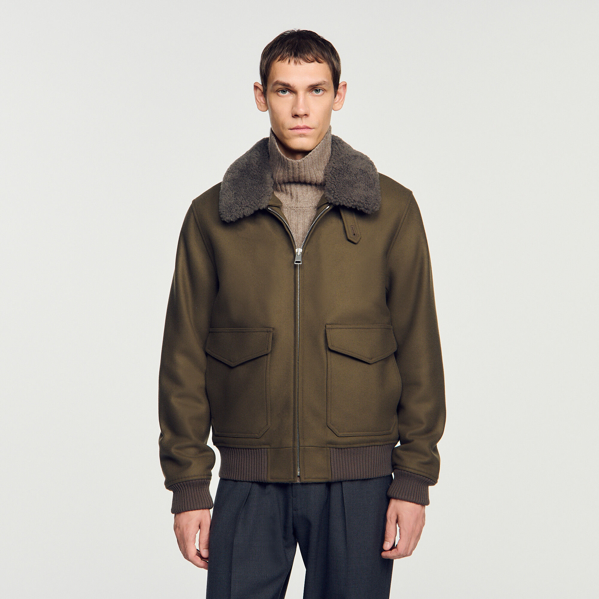 Fliegerjacke aus Wolle mit Kragen - Herren | Sandro