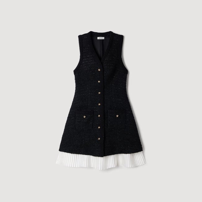 Kurzes zweifarbiges Tweedkleid - Damen | Sandro